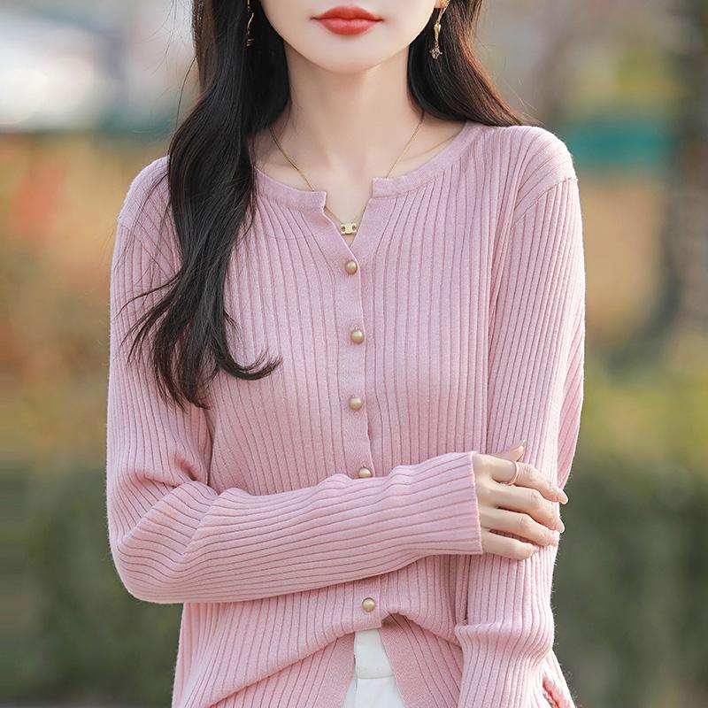 Women's Lightweight 50% Wool 50% Mulberry Silk Cardigan - 4-Season Versatile Knitwear for All-Year Comfort & Style