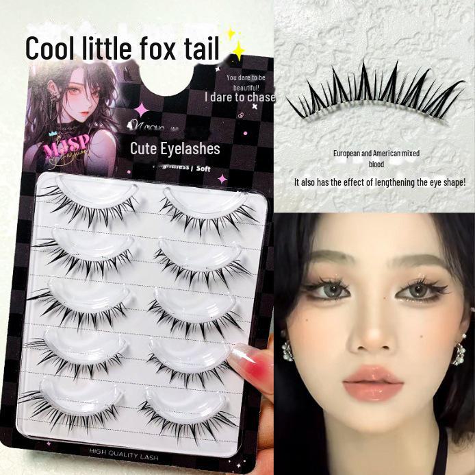Mengji Shangpin Dense Clustered False Eyelashes, 12 Rows, European & American Style, Light & Volumizing Oblique Fox Eye Design