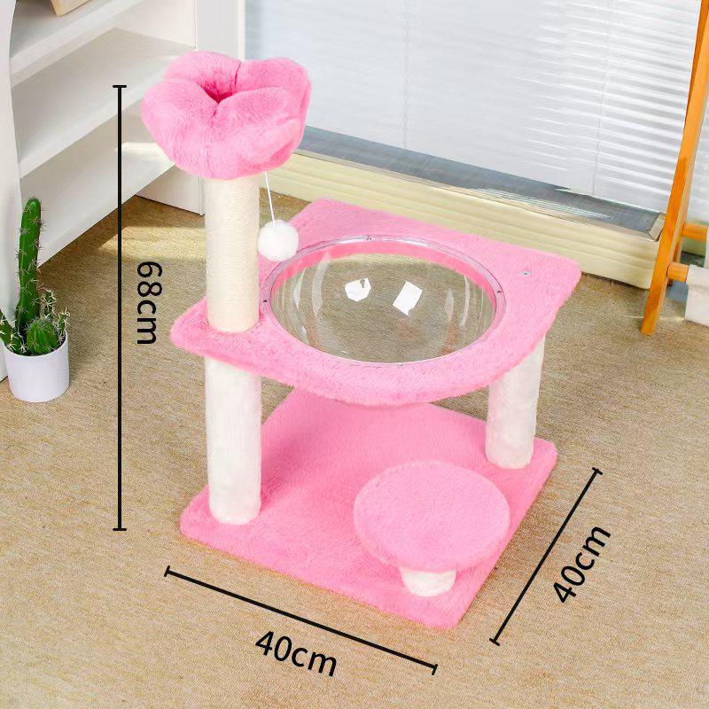 Space-Saving Multi-Function Cat Tree: Bed, Climbing Frame & Sisal Toy Platform