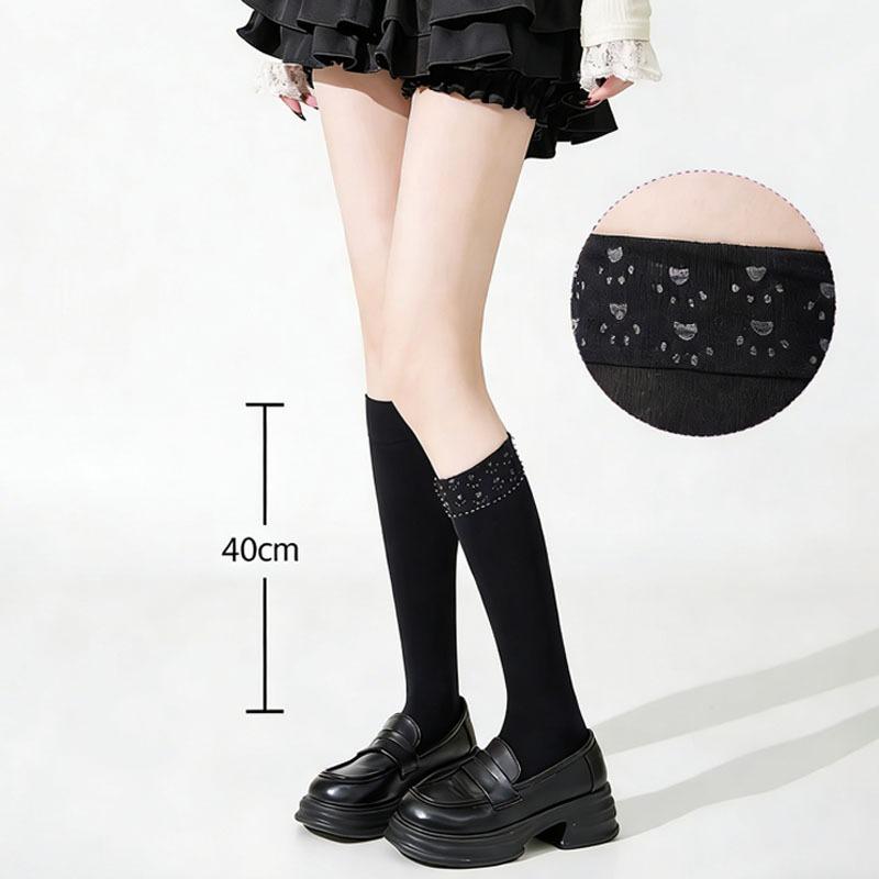 Cat Paw Silicone Dot Grip Over Knee Socks Spring Summer Solid Compression Thigh High Stockings For Women Girls Jk Aesthetic New
