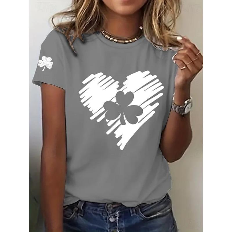 Cute Animal Lady T-Shirt - Green Lucky Clover - 3D Printed Women's Clothing Top