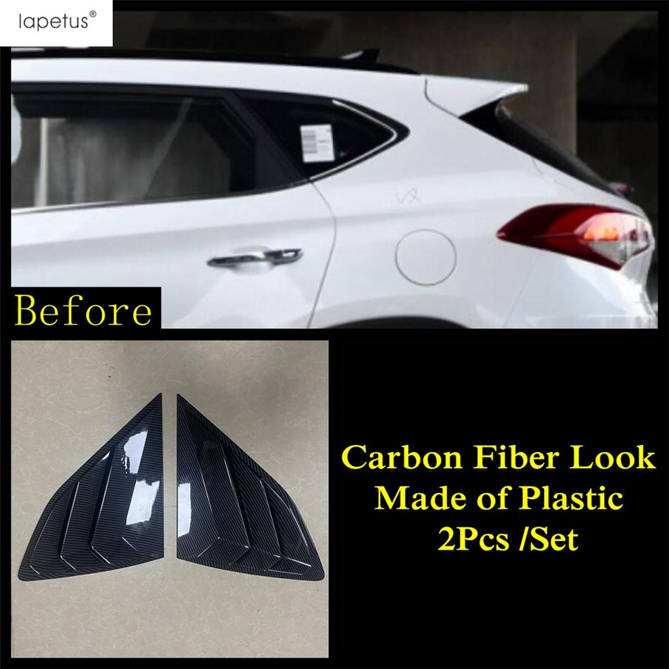 Rear Window Shutter Louver Side Vent Sunshade Panel Cover Trim For Hyundai Tucson 2016 -  Carbon Fiber / Black Accessories