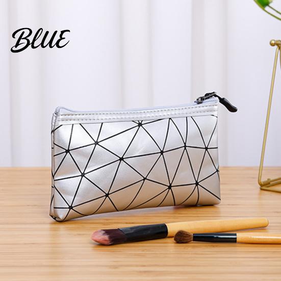 Travel Accessory Pouch Set 3Pcs/Set Makeup Bags Waterproof Faux Leather Cosmetic Bag Portable Geometric Toiletry Bags for Skincare Brushes
