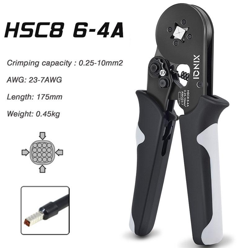 

XINQI HSC8 6-4A 6-6A 23-7AWG Регулируемые точные шестигранные трубчатые клещи для обжима клемм Ручной обжимной инструмент