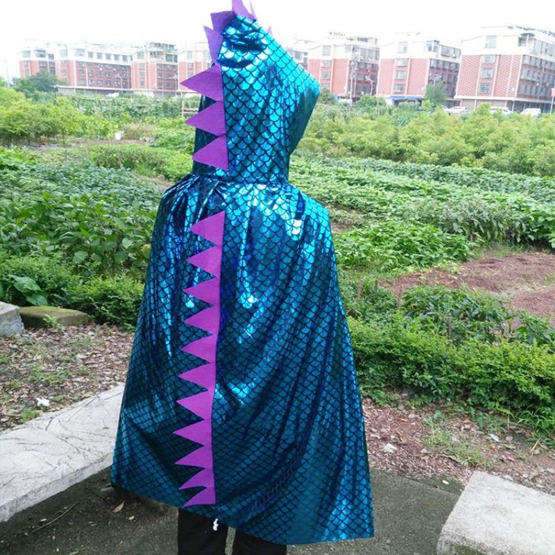 Halloween Cape Children Adult Dinosaur Cape Cape Cape Ball Show Dress Gold Silver Blue Hooded Dinosaur Cape