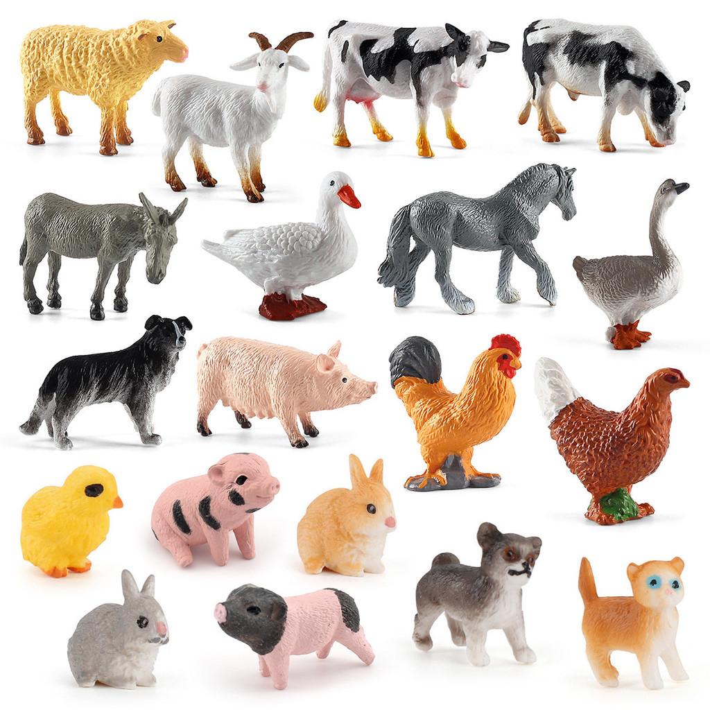 Authentic 19 Piece Animal Model Set Featuring Chickens Ducks Goats And More In Pvc