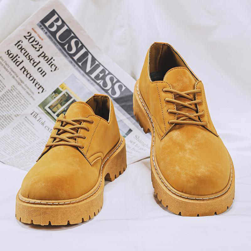 High Quality Mens Casual Shoes British Style Lace-Up Man Work Shoes Big Head Leather Shoes Comfortable Men Dress Shoes Moccasins