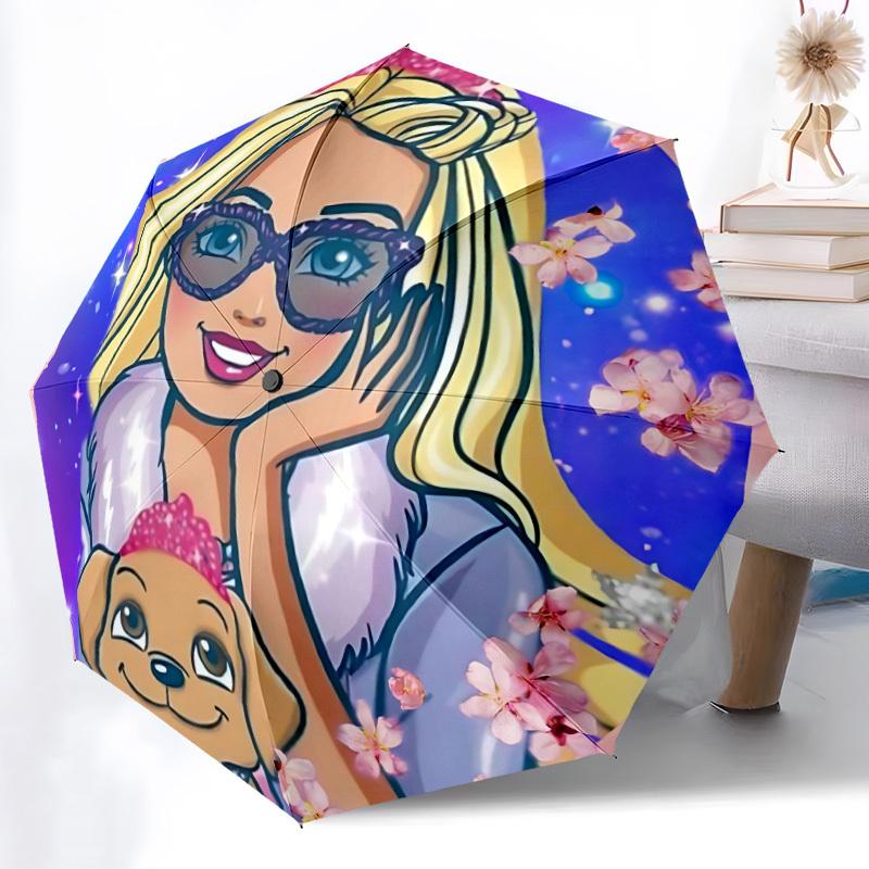 

1pc Barbie, Puppy Automatic Umbrella - Sturdy Iron Frame, Portable Folding Design, Suitable For Everyone In All Seasons yy251020209
