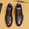 Značka Full Grain Leather Business Pánské společenské boty Retro Crocodile Designer Přírodní kůže Oxford Boty pro muže Velikost EU 38-46