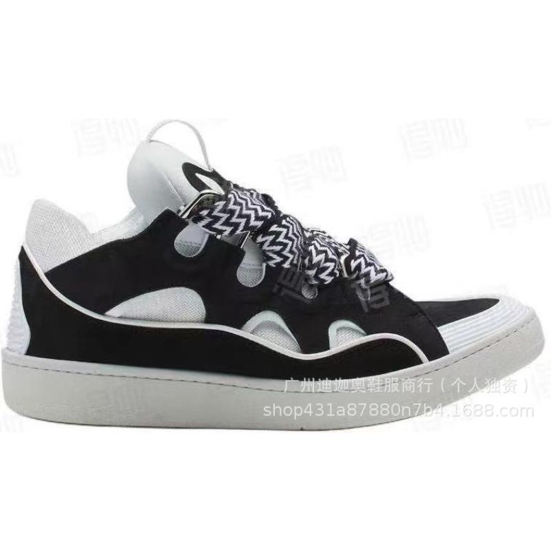 Leather Splicing Casual Shoes Trendy Sports Shoes Men's and Women's Board Shoes Bread Shoes
