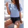 Women's Summer Solid Color Polka Dot Round Neck Short-sleeved Top for Women Shirt