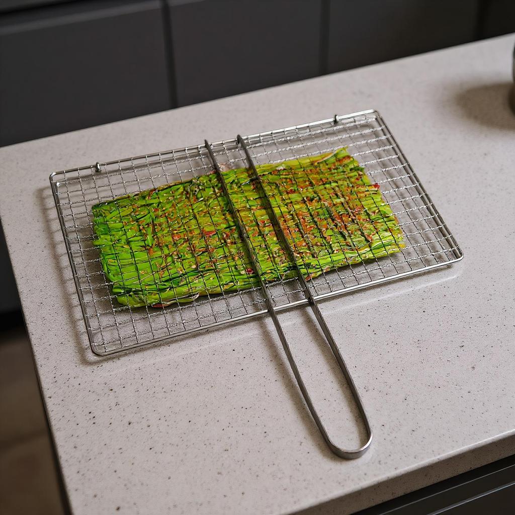 Folding Grill fish basket Portable Camping Stainless Steel BBQ Rack With Handle Grilling Basket Barbeque Griller Cooking Tools