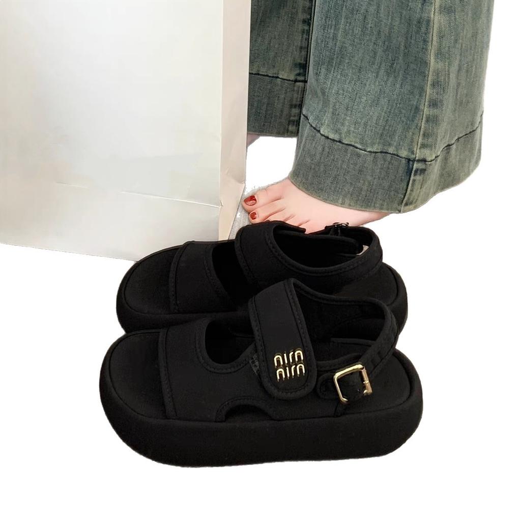 Platform Sandals for Summer Wear, New Super Fire with Skirt, Not Tired Feet, Black Soft-soled Roman Shoes