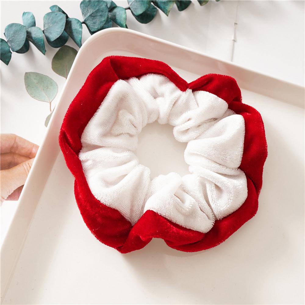 Winter Simple Elastic Patchwork Women Hair Rope Velvet Scrunchie Hair Bands Christmas Scrunchie
