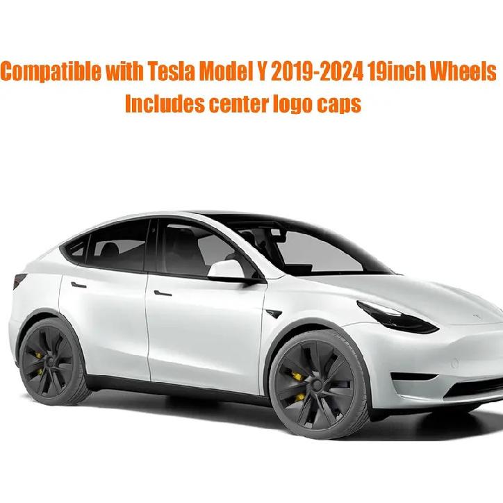 Matte Black 19 Inch Wheel Covers for Tesla Model Y 2021-2024 Hubcaps Tesla Model Y Accessories 2024