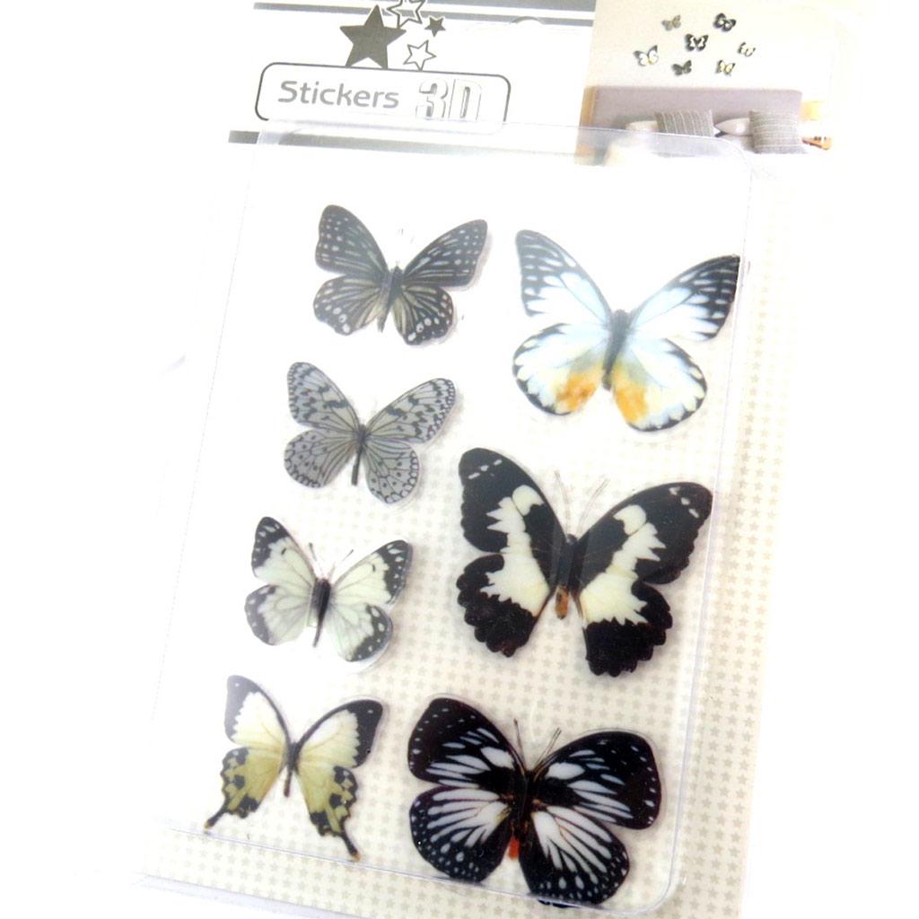 Les Trésors De Lily [N4138] - 3D Stickers 'Butterflies' Black Gray White