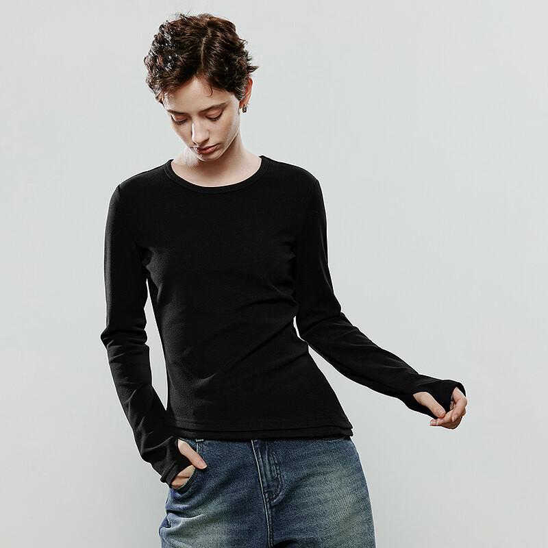 Chuyu Women's Slim-Fit Asymmetrical Long-Sleeve T-Shirt