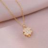 Shiny Zircon Rotating Flower Pendant Gold Plated Stainless Steel Chain Women Trendy Fashion Jewelry Necklace Factory Direct