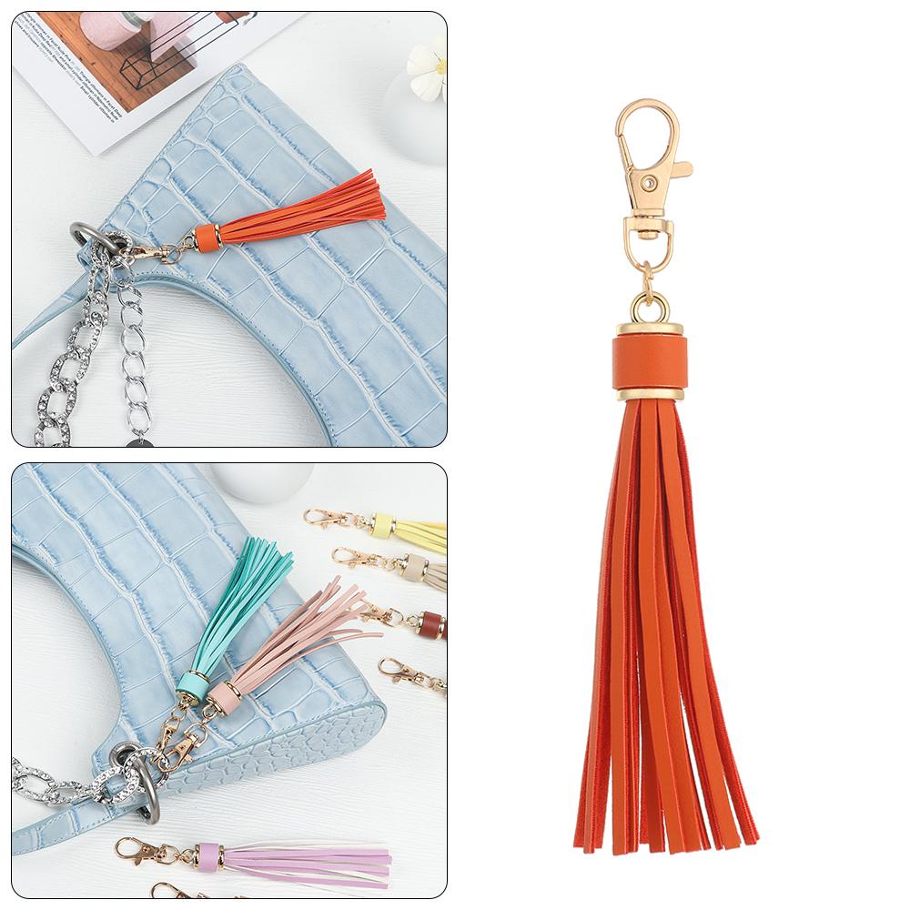 For Bags Pu Leather Tassel Keychain Tassel Hanging Pendant Ring Holder KeyRing Ornaments