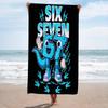 1pc 67 Monster Fan Quick Dry Beach Towel, Polyester Lightweight Soft Towel, Six Seven Cartoon Dino Print, for Beach Swimming Sur