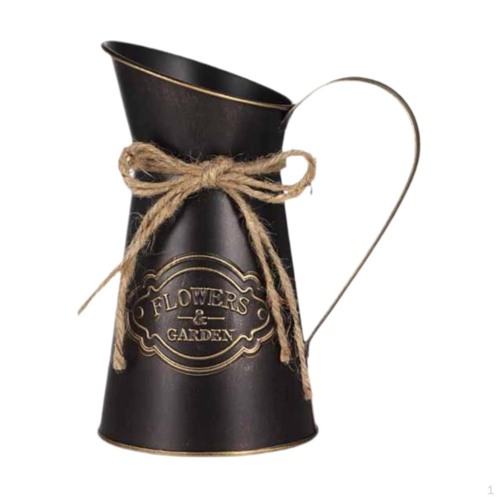 Floral Rustic Decorative Vase, French Bucket, Flower Holder, Farmhouse Vase for Artificial Flowers