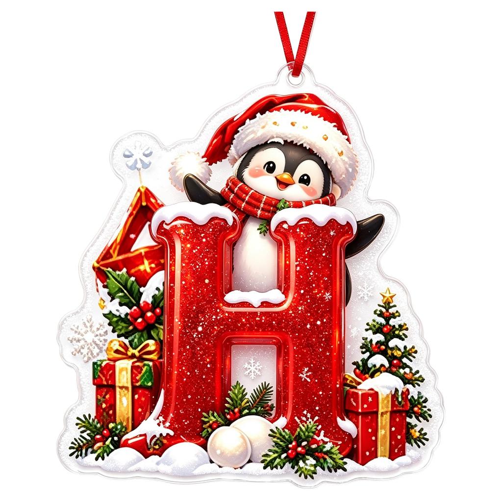 Christmas Acrylic Hanging Ornament, Red Snow Scene Letter Design, 2D Flat Decoration for Christmas Tree and Home Holiday Decor