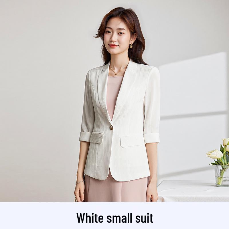Women's Petite Pink Seven-Sleeve Blazer - Slimming, Versatile Suit Jacket for Spring/Autumn 2025
