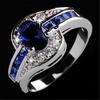 Exquisite Blue Crystal Zircon Diamond Ring with Full Diamond Setting