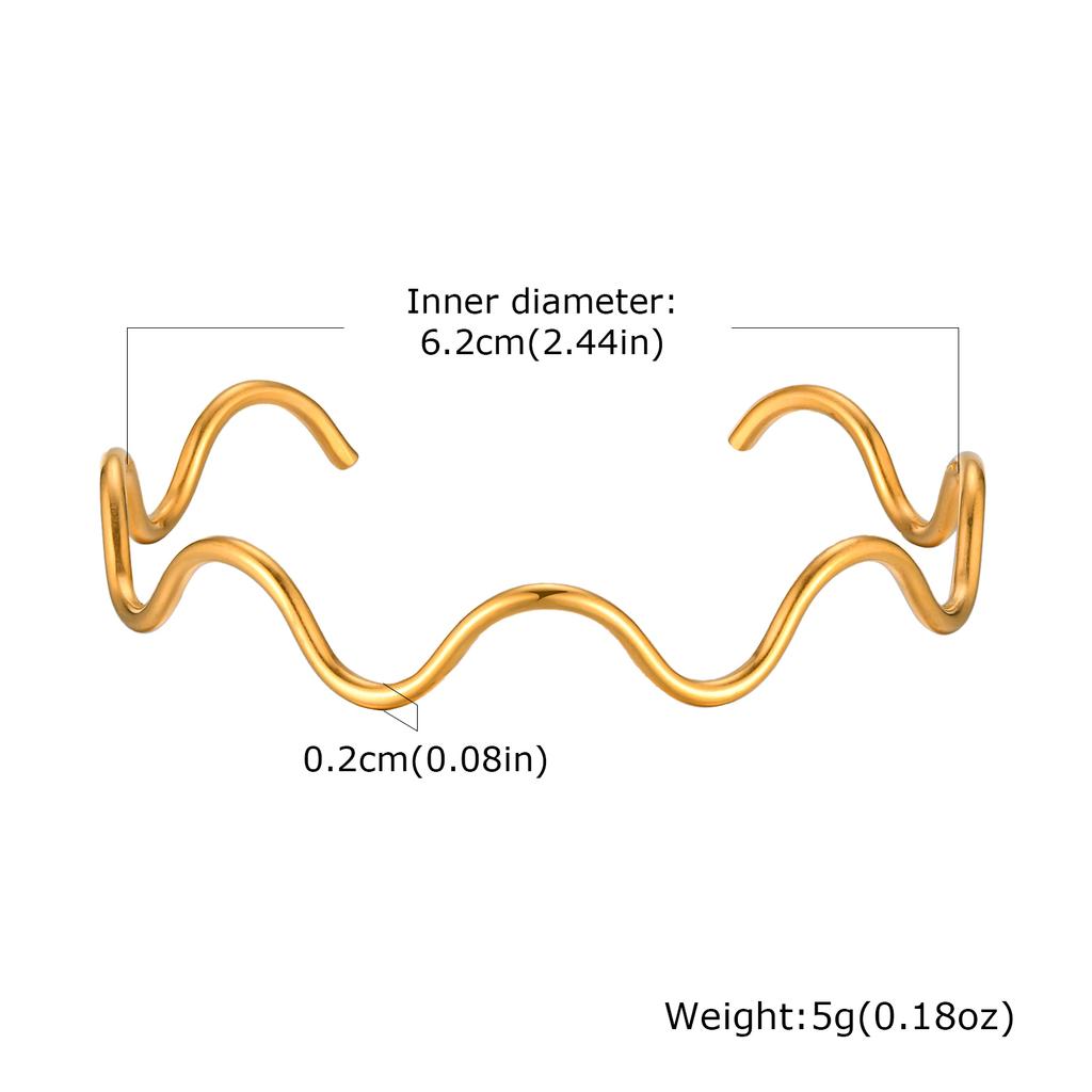 Vnox Minimalist Stainless Steel Line Wave Necklace Choker For Women,Gold Plated Large Hoop,Fashion Ear Hand Neck Jewelry Set