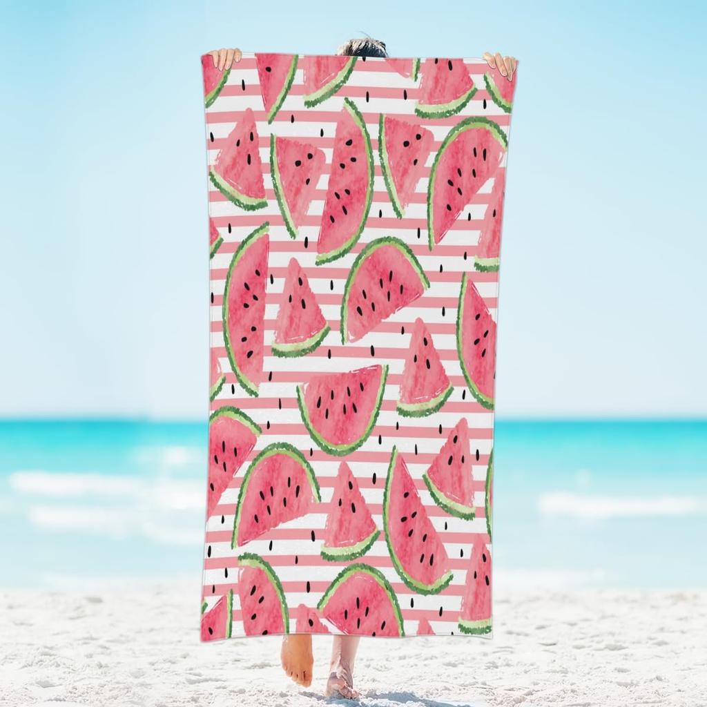 Microfiber Fruit Beach Towels Sand Free Quick Dry Lightweight Travel Bath Towels Large Oversized,Sweet Watermelon Pool Towels