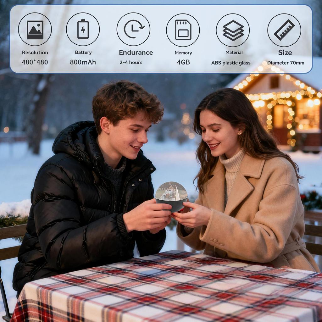 2,7-Zoll Kristallkugel Video Player Digitales Display Kristall-Speicherball Hochladbare Videos und Fotos Kugel für Kinder Erwachsene