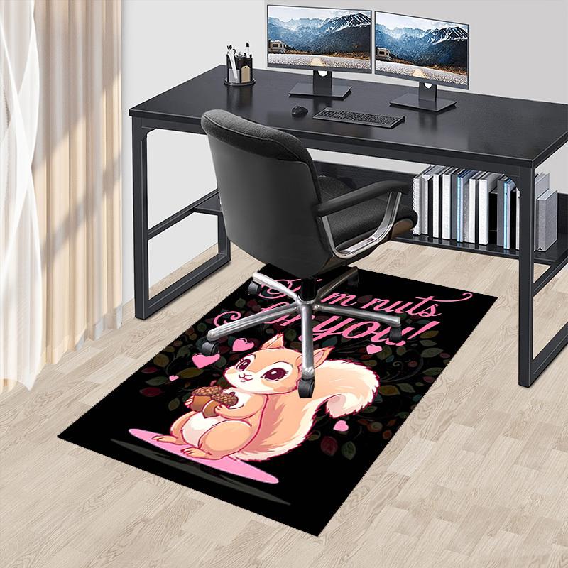 

1pc I am nuts for you! - Cute Squirrel Chair Mat with Acorns and Hearts, Non-Slip Office Rug, Suitable for Home Decor, Living Room, Bedroom, Game Room 60cm by 90cm