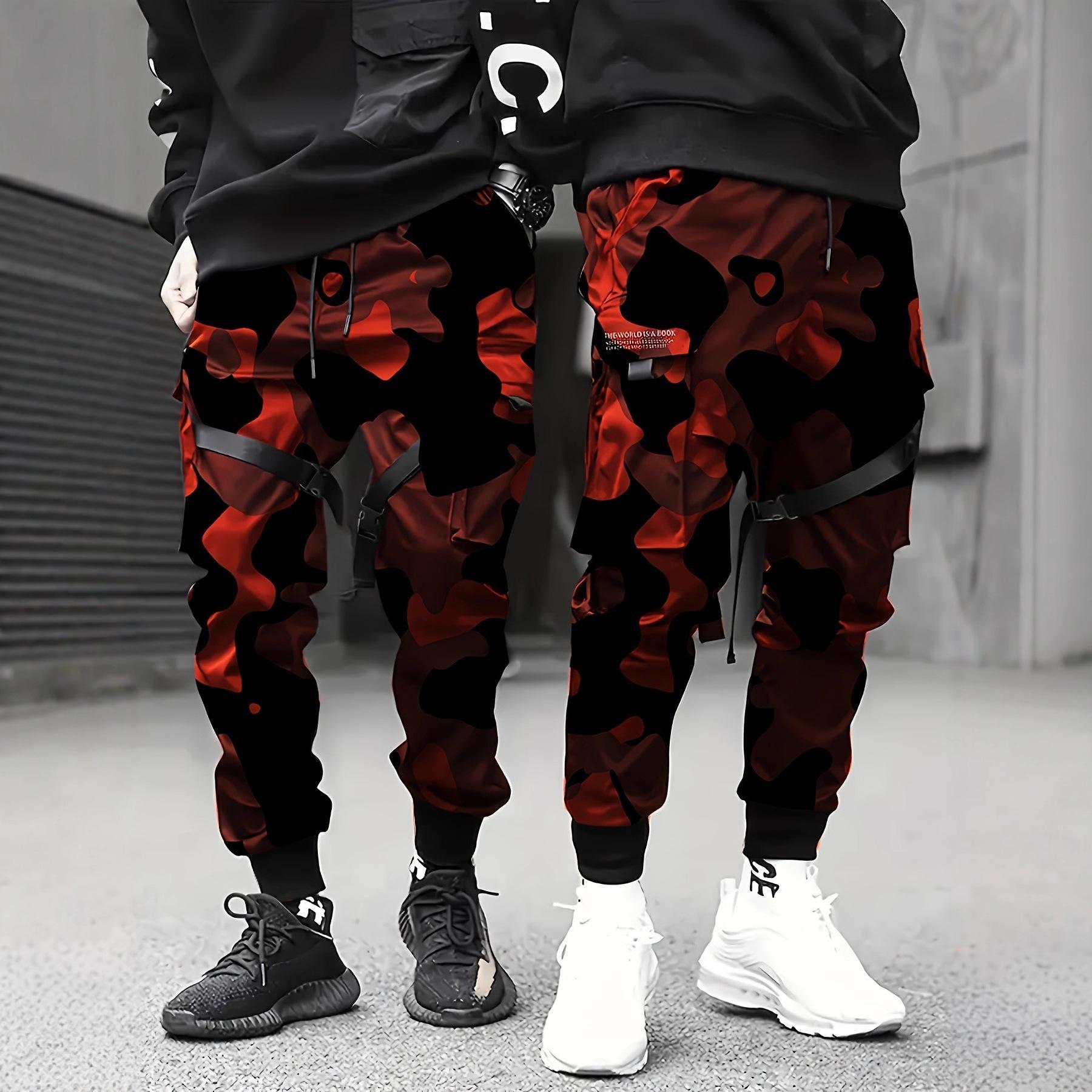 

Outdoor Sports Casual Pants, Camouflage Pants, Middle-aged and Young Men s Leg Tied Pants, Straight Leg Pants XXL червоний