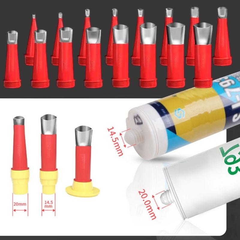 Stainless Steel Caulking Nozzles 16Size With 6Base Durability Sealant Applicator Tool For Kitchen Bathroom Sink Joints