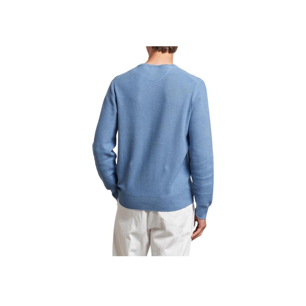 Polo Ralph Lauren Sweter dzianinowy z długim rękawem i haftowanym logo kucyka z okrągłym dekoltem Męski sweter Niebieski MNPOSWE16820285-400