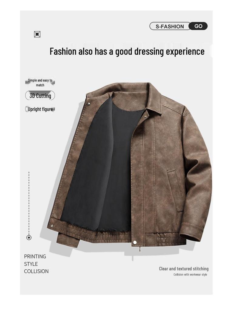 2025 Men's Retro Suede Velvet Jacket - Trendy American Lapel Style for Autumn