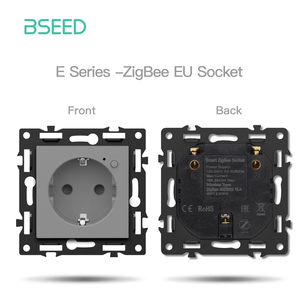BSEED Zigbee Smart Light Switches Wall Shuter Dimmer Button Switches EU/FR USB Type-c Sockets DIY Modules Only Plastic Frames