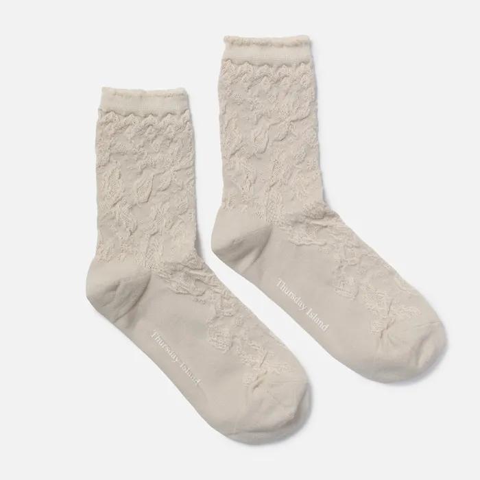 Tone-on-Tone Flower Jacquard Socks_T264MSC257W