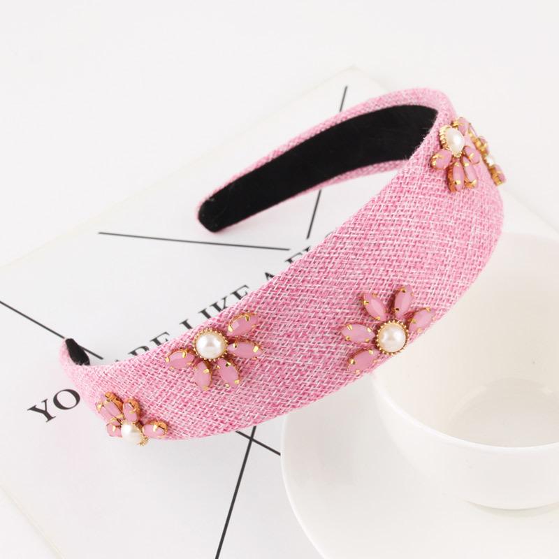 Ladies Fashion Flower Pearl Rhinestone Headband Wide Hairhoop Hair Accessories for Women Elegant Hair Jewelry Tiara Hairbands