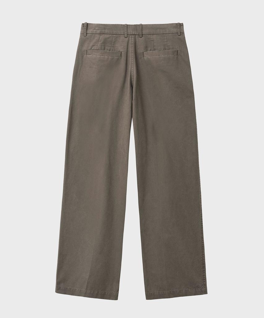 NOIRER Two-Tuck Washed Cotton Slacks (Khaki)
