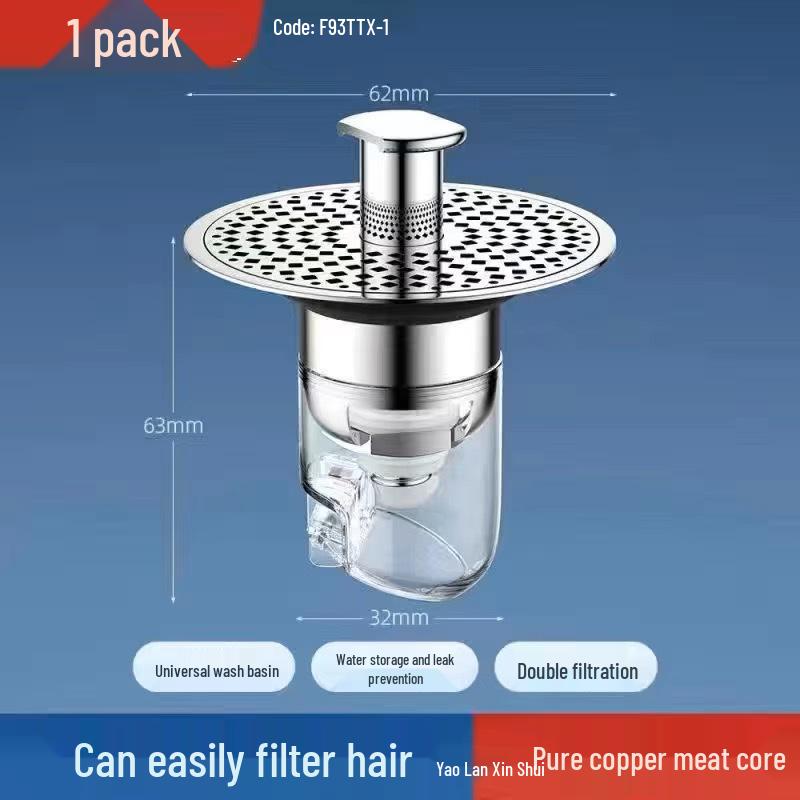 Push-Type Sink Leak Stopper: Universal Bounce Core Drainer & Deodorant Filter for Washbasins