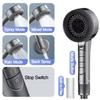 One-Key Stop Water Shower Head 4 Modes Shower Sprayer Head High Pressure Showerhead  Household