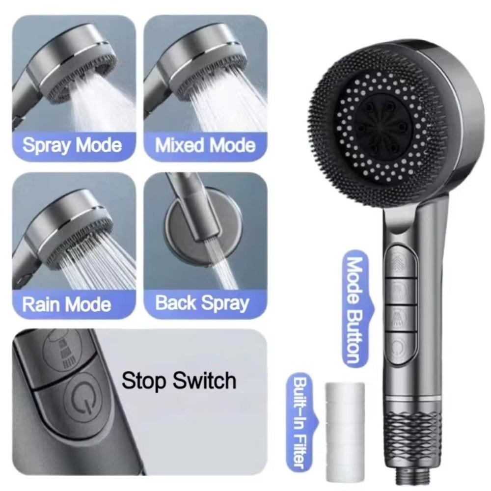 One-Key Stop Water Shower Head 4 Modes Shower Sprayer Head High Pressure Showerhead  Home Shower
