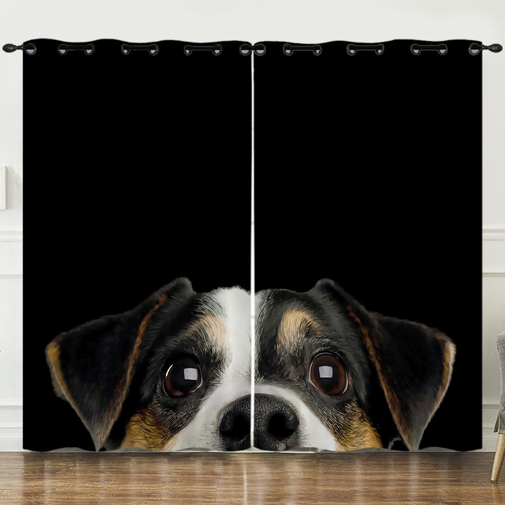Шторы Милое Искусство Собака 3D Цифровая Печать Затемняющая Штора На Люверсах 2pcs*97cm*114cm*2