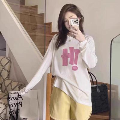 Hong Kong Style Chic Cotton Long-Sleeve T-Shirt - Women's Versatile Autumn Top
