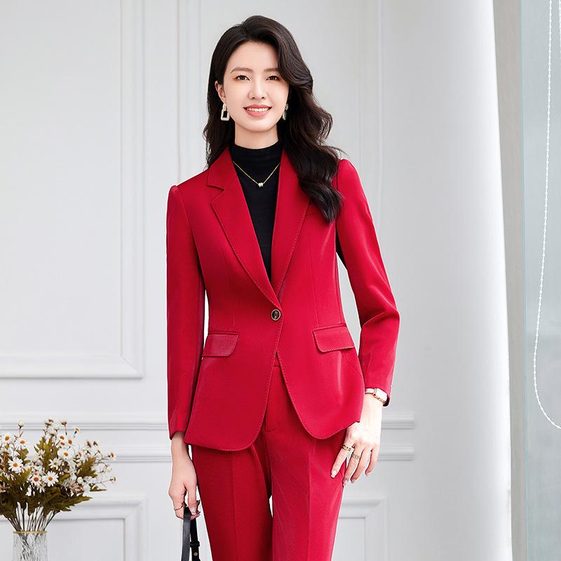 Zihong Red High-End Autumn/Winter Professional Commuter Suit