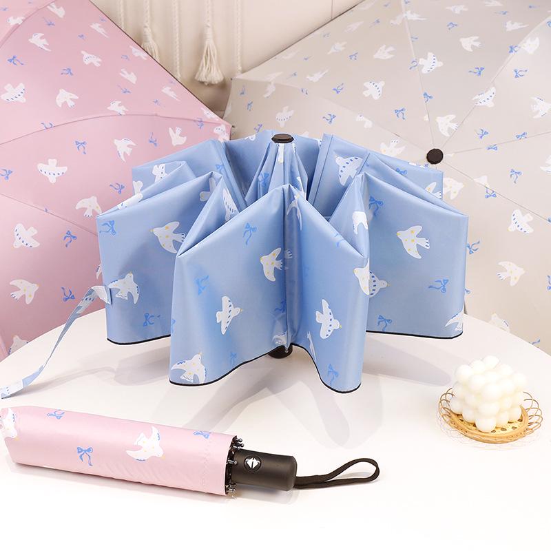 Stylish Cartoon Folding Umbrella: Sun & Rain Dual-Use with Thickened Black Glue for Summer Sun Protection