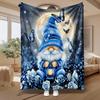 Blue Gnome Moonlight, Gift for Her, Soft Blanket, Butterfly Floral Design, Home Decor, Cozy Multi-Purpose Throw