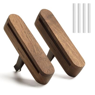 Iwoohome Aroma Car Clip Natural Wood Car Container Aroma Stone Timber 2pcs