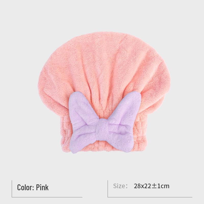 Girls Cute Cartoon Bow Quick-Dry Hair Cap – Antibacterial, Thick, Absorbent Princess Bath Hat 28x22 cm